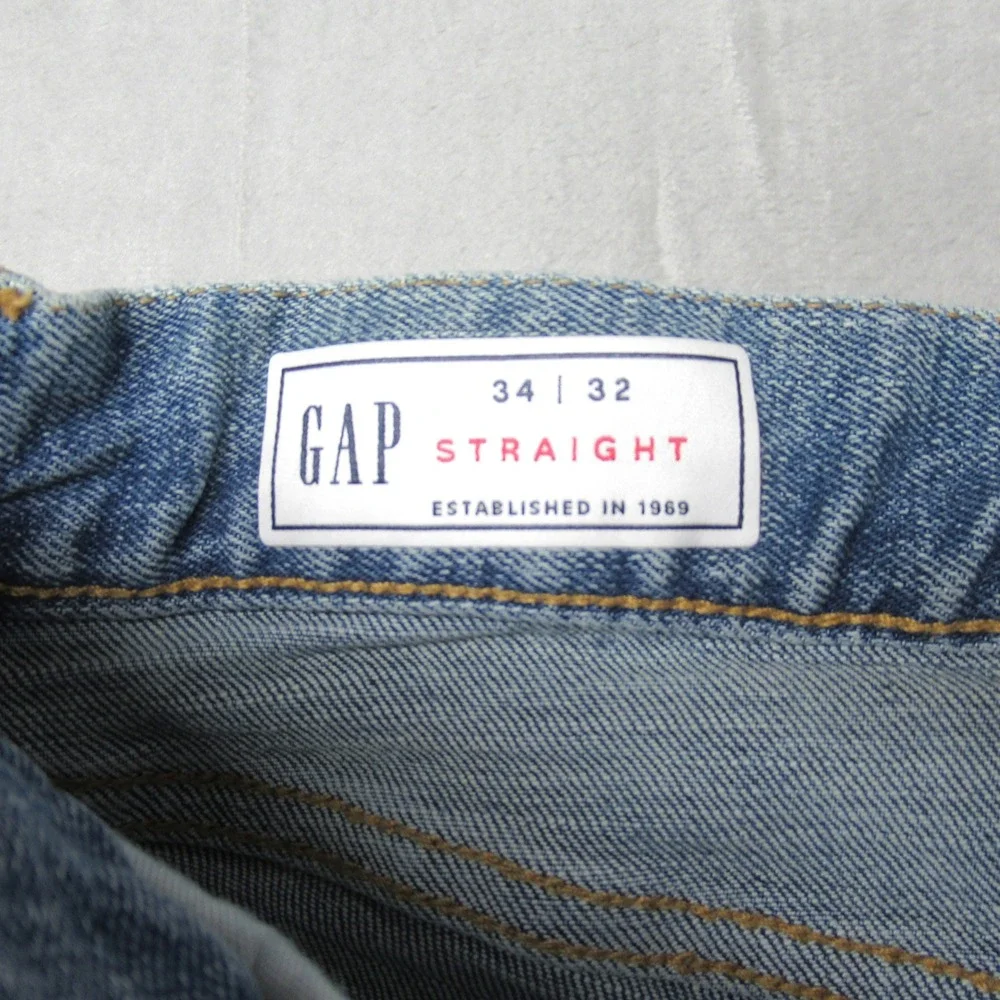 GAP‎ Jeans Mens 32x31 Medium Wash Denim Whisker Fade Relax Boot Wide Leg